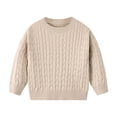 thumbnail image 1 of Staki Toddler Infant Baby Girl Boy Knit Sweater Cable Knitted Sweaters Long Sleeve Sweatshirt Fall Winter Clothes Outfit(Beige,5-6 Years), 1 of 5