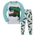 thumbnail image 1 of Staki Toddler Kids Boys Soft Comfy Viscose 2pcs Set Long Sleeve Cartoon Shirts and Pants Sets(Blue,2-3 Years), 1 of 3