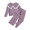 thumbnail image 1 of Staki Toddler Outfits for Girls Little Girls Clothes 2 Piece Outfit Kids Set Cute Fall Winter Outfits for Girl (Purple,5-6 Years), 1 of 4