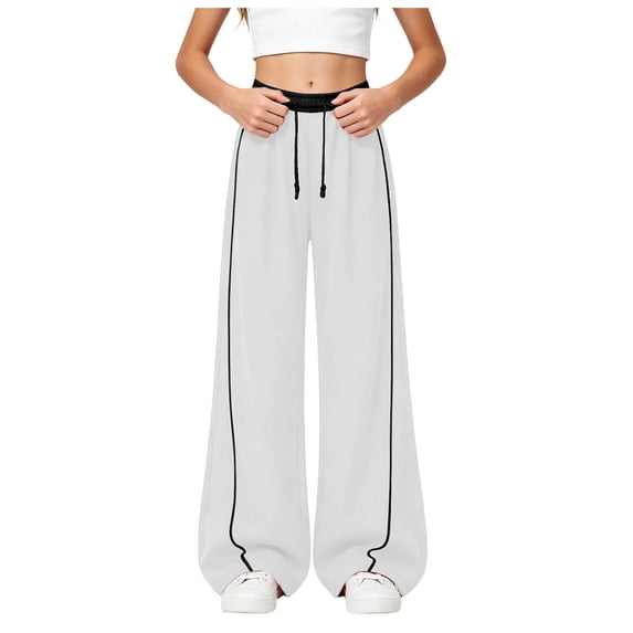 Staki Toddler Pants Girls Sweatpants - Soft Fleece Joggers with Drawstring Waist and Pockets - Casual Athletic Pants for Girls(White,4-5 Years)