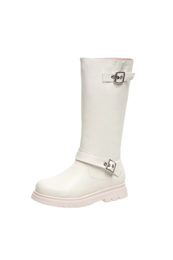 Toddler Riding Boots Kids Girls' Boots Children's Boots Outdoor Boots Girls' Plush Short Boots(White,13.5 Little Kid)