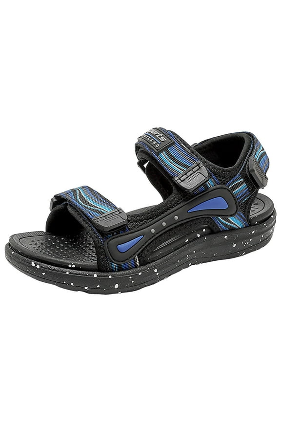 Toddler Sandles Toddler Kids Sandals Boys Cork Footbed Sandals with Adjustable Buckle Casual Slides Open Toes Flat(Blue,1.5 Big Kid)