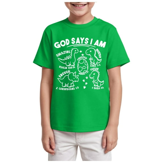 Staki Toddler Shirts Boys Short Sleeve Summer Crewneck Kids T-Shirts Top Boys Tee 2-9Y 10-14Y(Green,5-6 Years)