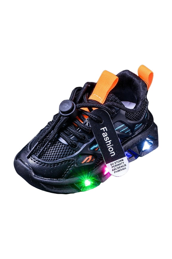 Toddler Shoes Boys Boys Light Up Shoes Lightweight Mesh Breathable Adorable GlowDash LED Flashing Running Sneakers for Toddler(Black,10 Toddler)