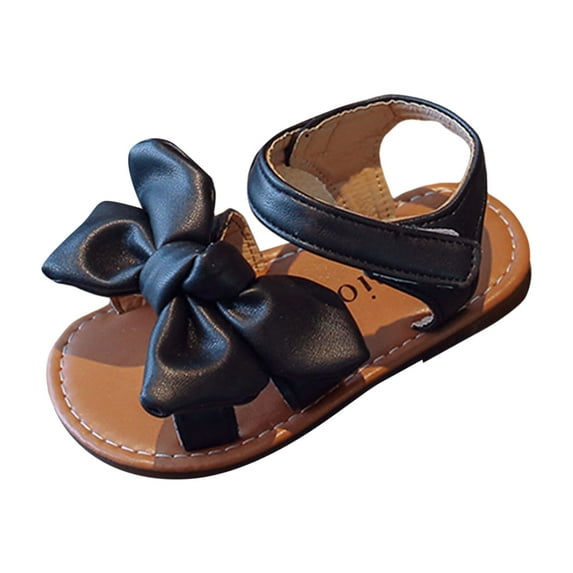 Staki Toddler Shoes Girl's Sandals Dressy Ankle Strap Sandal Open Toe Bridal Slides Flats Summer Cute Vacation Sandals(Black,8 Toddler)
