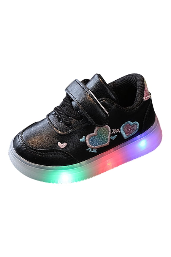 Toddler Shoes Girls Toddler Girlss Light up Shoes Led Flashing Running Sneakers for Toddler Little Kid(Black,6 Big Kid)