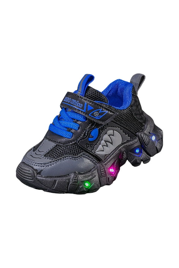 Toddler Shoes Wide Kids Toddler Sneakers Light Up Flashing Shoes Boys Easy Fasten Walking Sneaker(Blue,9 Toddler)
