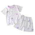 thumbnail image 1 of Staki Toddler Short Pajama Set Girls Pajamas Summer Jammies Short Sleeves Matching 2 Piece Set Trendy PJS for Little & Big Kids 3T 4T 5T Purple,1-2 Years, 1 of 4