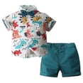 thumbnail image 1 of Staki Toddler Summer Outfits Boy Toddler Boy Clothes Summer Outfits Short Sleeve Button Down Shirt+Shorts Baby Boy Beach Casual Clothes 2T 3T 4T,White 2-3 Years, 1 of 9