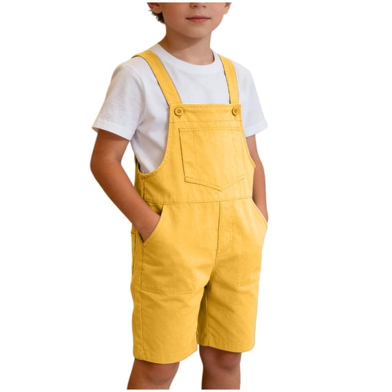 Staki Toddler Summer Toddler Baby Boy Colorful Overalls Outfit Romper Kids Suspender Shorts Jumpsuit 2T 3T 4T Yellow,11-12 Years