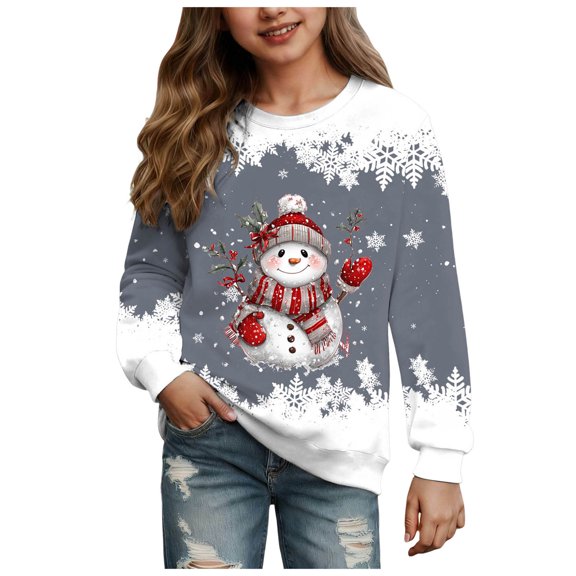 Staki Toddler Sweatshirt Kids Sweatshirt Christmas Sweatshirts Holiday Xmas Long Sleeve Pullover Tops 1T 2T 3T 4T 5T 6T 7T 8T 9T 10T 11T 12T 13T 14T(Gray,11-12 Years)
