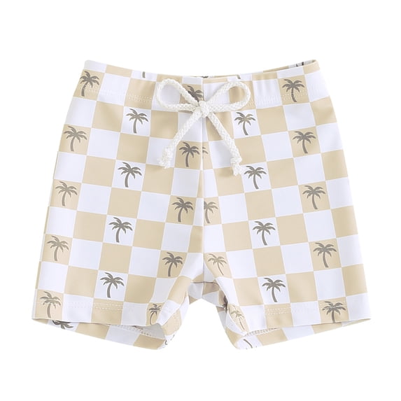 Staki Toddler Swim Suit Boys Swim Trunks with Compression Liner Toddler Stretch Swim Shorts 6-24M 2-4Y(Khaki,6-12 Months)