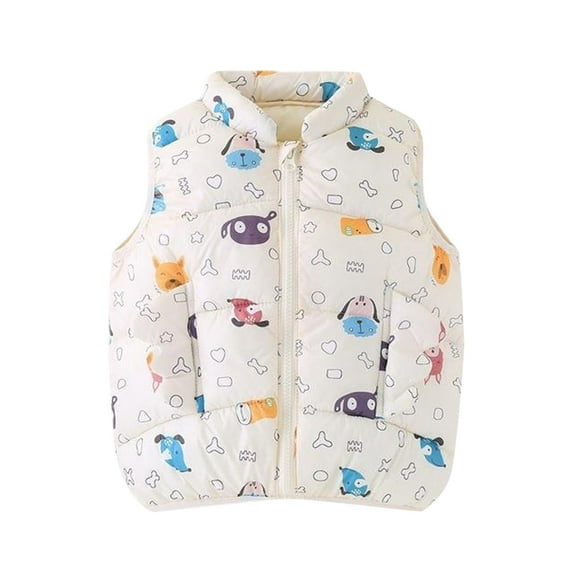 Staki Toddler Vest Boy Boys and Toddlers' Lightweight Packable Puffer Vest(White,5-6 Years)