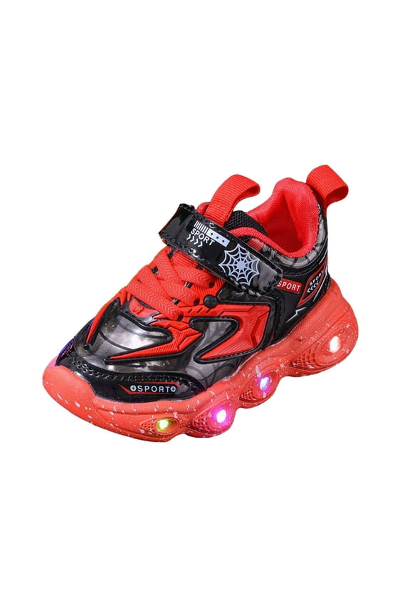 Toddler Walking Shoes Kids Toddler Sneakers Light Up Flashing Shoes Boys Easy Fasten Walking Sneaker(Red,11 Little Kid)