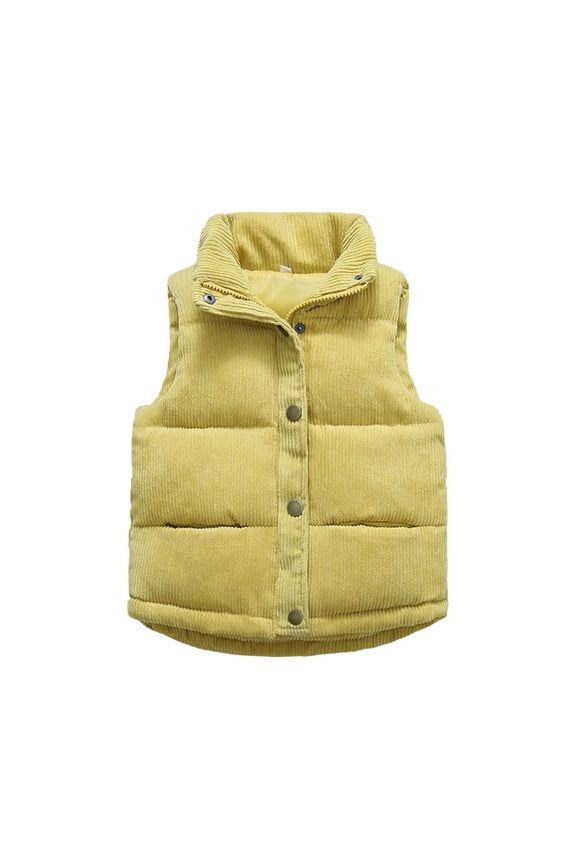 Toddler Weighted Vest Toddler Vest for Boy, Sleeveless Fleece Vest Fall Winter Button Down Waistcoat Outerwear(Yellow,3-4 Years)