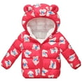 thumbnail image 1 of Staki Toddler Winter Coats Puffer Padded Jacket Baby Boys Girls Bear Hoods Down Jacket Light Weight Infant Outerwear Winter Coats for Kids 12M,18M,24M,2T,3T,4T,5T,6Y(Red,12-18 Months), 1 of 7