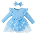 thumbnail image 1 of Staki ToddlerDress Toddler Girl Tulle Dress Puff Long Sleeves Tutu Dresses with Tie Belt for Princess Brithday Party(Blue,9-12 Months), 1 of 8