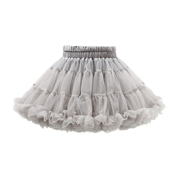 Staki Tulle Skirt Layered Tutu Skirt for Girls Princess Tulle Dance Skirts Toddler Girl Ballet Tutu Skirt(Gray,3-4 Years)