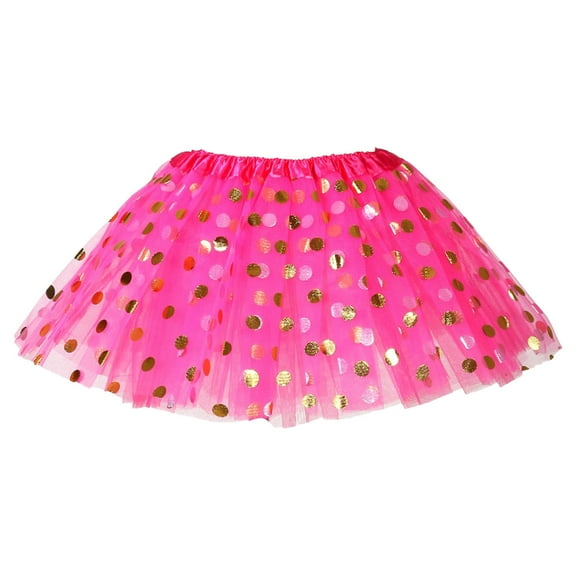 Staki Tutu for Girls Girls Metallic Skater Skirt Sparkly Shiny Flared Pleated A-Line Mini Skort(Dark Pink,9-11 Yesrs)