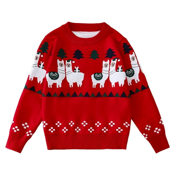 Staki Ugly Christmas Sweater Girls Baby Boy Cute Embroidery Long Sleeve Oversized Sweater Newborn Infant Christmas Outfits(Red,5-6Y)