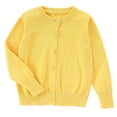 thumbnail image 1 of Staki Uniform Cardigan Girls Girls Cardigan Sweater Button Long Sleeve Knit Tops(Yellow,15-16 Years), 1 of 5