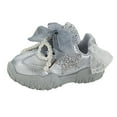 thumbnail image 1 of Staki Uniform Shoes for Girls Toddler Girls Sneakers Lightweight Comfortable Hook and Loop Casual Walking Kids Shoes(Silver,12.5 Little Kid), 1 of 9