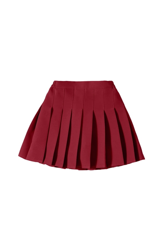 Uniform Skirt Women Girls Thick Wool Fabric for Cold Weather Versatile Plaid Pleated Skirt 2-9Y 10-13Y(Wine,7-8 Years)