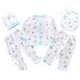 thumbnail image 1 of Staki Unisex Baby Clothes 5 Piece Layette Sets Cotton 0-3 Months Clothes Outfits for Baby Boys Girls Gift Set (Tops+Hat+Pants+Bib)(Mint Green,One Size), 1 of 8