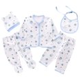 thumbnail image 1 of Staki Unisex Baby Clothes 5 Piece Layette Sets Cotton 0-3 Months Clothes Outfits for Baby Boys Girls Gift Set (Tops+Hat+Pants+Bib)(Blue,One Size), 1 of 7