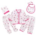 thumbnail image 1 of Staki Unisex Baby Clothes 5 Piece Layette Sets Cotton 0-3 Months Clothes Outfits for Baby Boys Girls Gift Set (Tops+Hat+Pants+Bib)(Hot Pink,One Size), 1 of 7