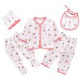 thumbnail image 1 of Staki Unisex Baby Clothes 5 Piece Layette Sets Cotton 0-3 Months Clothes Outfits for Baby Boys Girls Gift Set (Tops+Hat+Pants+Bib)(Red,One Size), 1 of 7