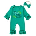 thumbnail image 1 of Staki Valentines Day Baby Girl Outfit Valentines Baby Girl Outfit Newborn Onesie Cute Romper Infant Jumpsuit Valentines Day Clothes 0-18M(Green,12-18 Months), 1 of 9