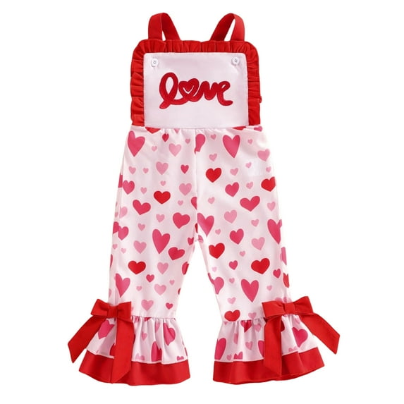 Staki Valentines Outfit Baby Girl Outfit Newborn Jumpsuit Ruffle Romper Cute Valentines Baby Clothes 6-24M 2-5T(Red-2,3-4 Years)