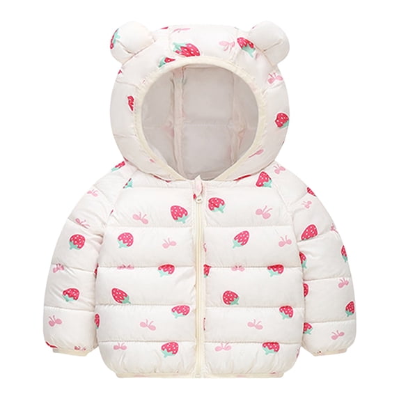 Staki Waterproof Jacket Kids Hooded Puffer Jackets for Girls Lightweight and Packable Autumn and Winter Coat(Red,12-18 Months)