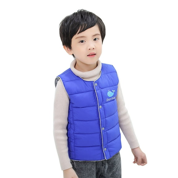 Staki Weighted Vest for Kids Toddler Vest for Boy, Sleeveless Fleece Vest Fall Winter Button Down Waistcoat Outerwear(Blue,6-8 Years)