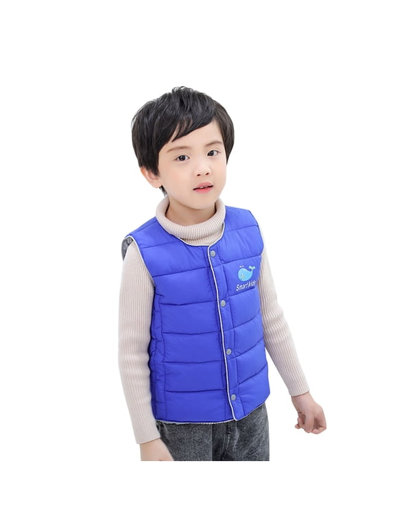 Weighted Vest for Kids Toddler Vest for Boy, Sleeveless Fleece Vest Fall Winter Button Down Waistcoat Outerwear(Blue,6-8 Years)
