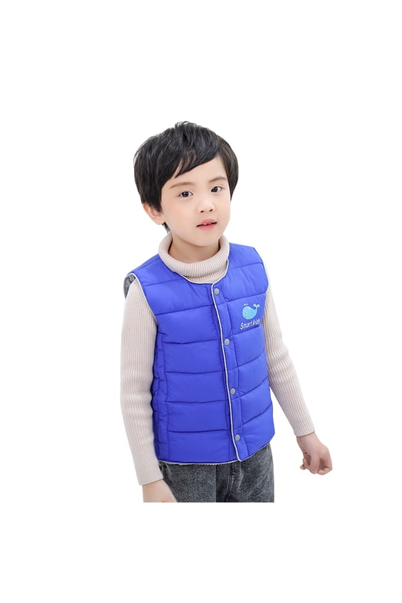 Weighted Vest for Kids Toddler Vest for Boy, Sleeveless Fleece Vest Fall Winter Button Down Waistcoat Outerwear(Blue,6-8 Years)