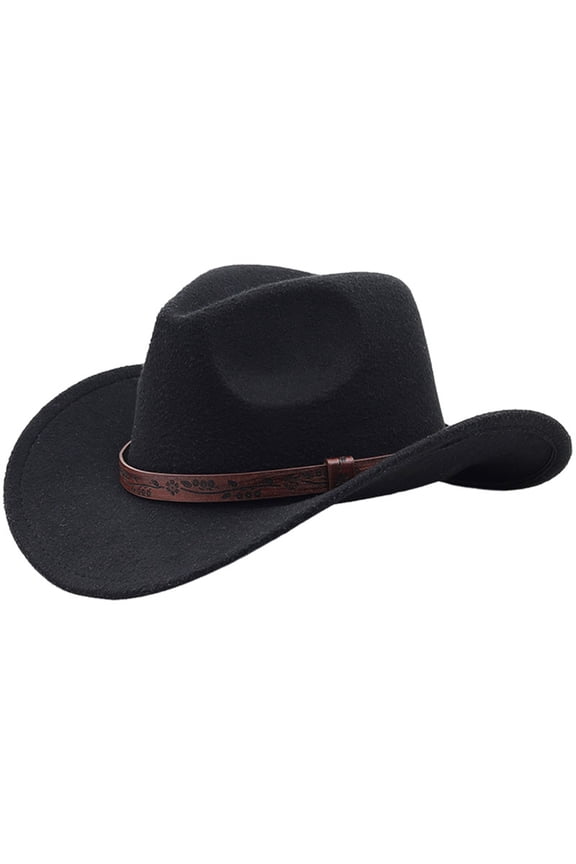 Western Cowboy Hat for Kids Boy Girl Classic Cowboy Cowgirl Dress Up Hat with Buckle Belt(Black,3-8 Years)