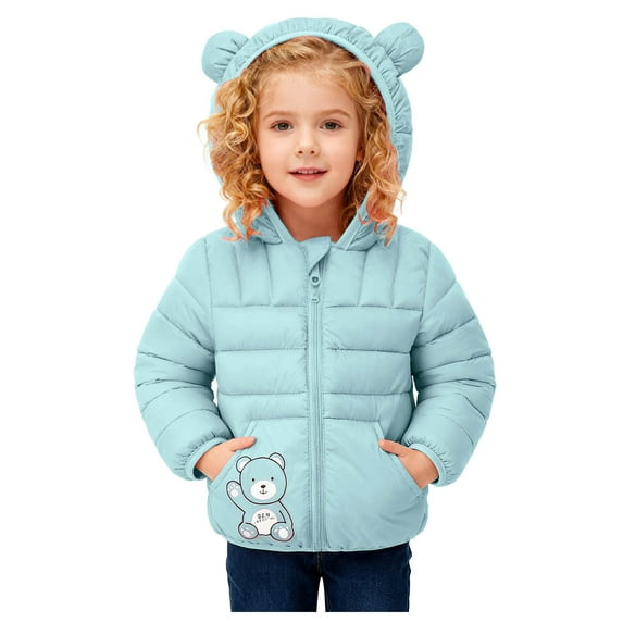 Staki Winter Infant Kids Baby Hooded Snowwear with Bear Ears Toddler Outerwear Lining Coat Warm Jacket Toddler Jackets Boys 12M,18M,24M,2T,3T,4T,5T(Green,12-18 Months)