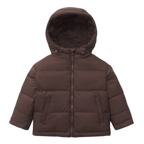 Staki Winter Jackets For Little Boys Puffer Jacket with Hood Packable, Boys Winter Coats, Lightweight Ski Snow Outerwear(Coffee,4-5 Years)