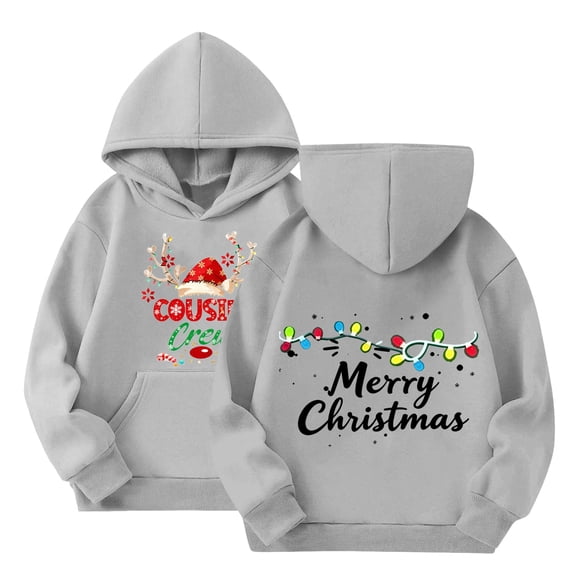Staki Xmas Hoodies for Girls Toddler Girls Hoodies Kids Pullover hoodie Casual Hoodies hoodies Long Sleeve Shirts Tops(Gray,5-6 Years)