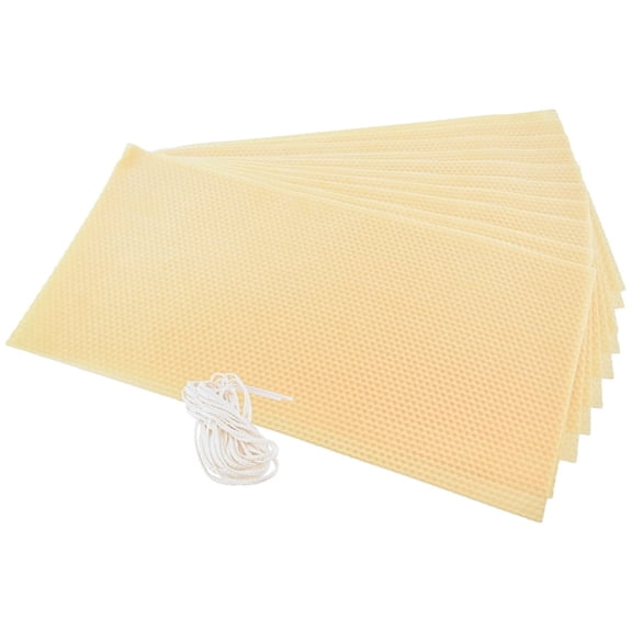 Stakich Candle Making Pure Beeswax Kit, 10 Full Size Sheets - 8 1/8 Inch x 16 3/4 Inch) - Comes with Wicking and Instructions
