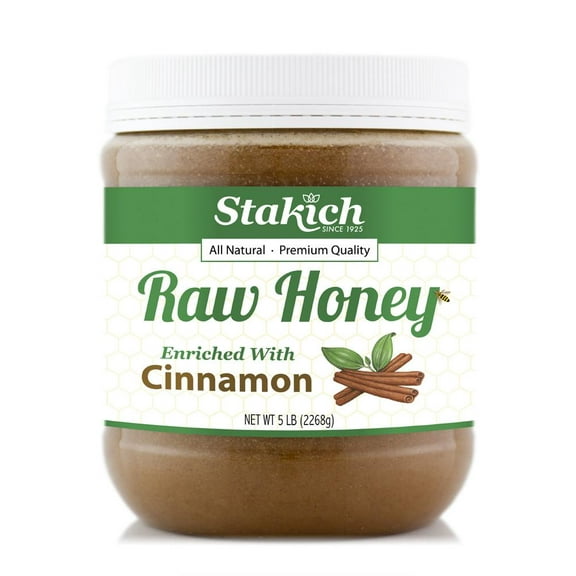 Stakich Cinnamon Enriched Raw Honey, 5.0 Lb