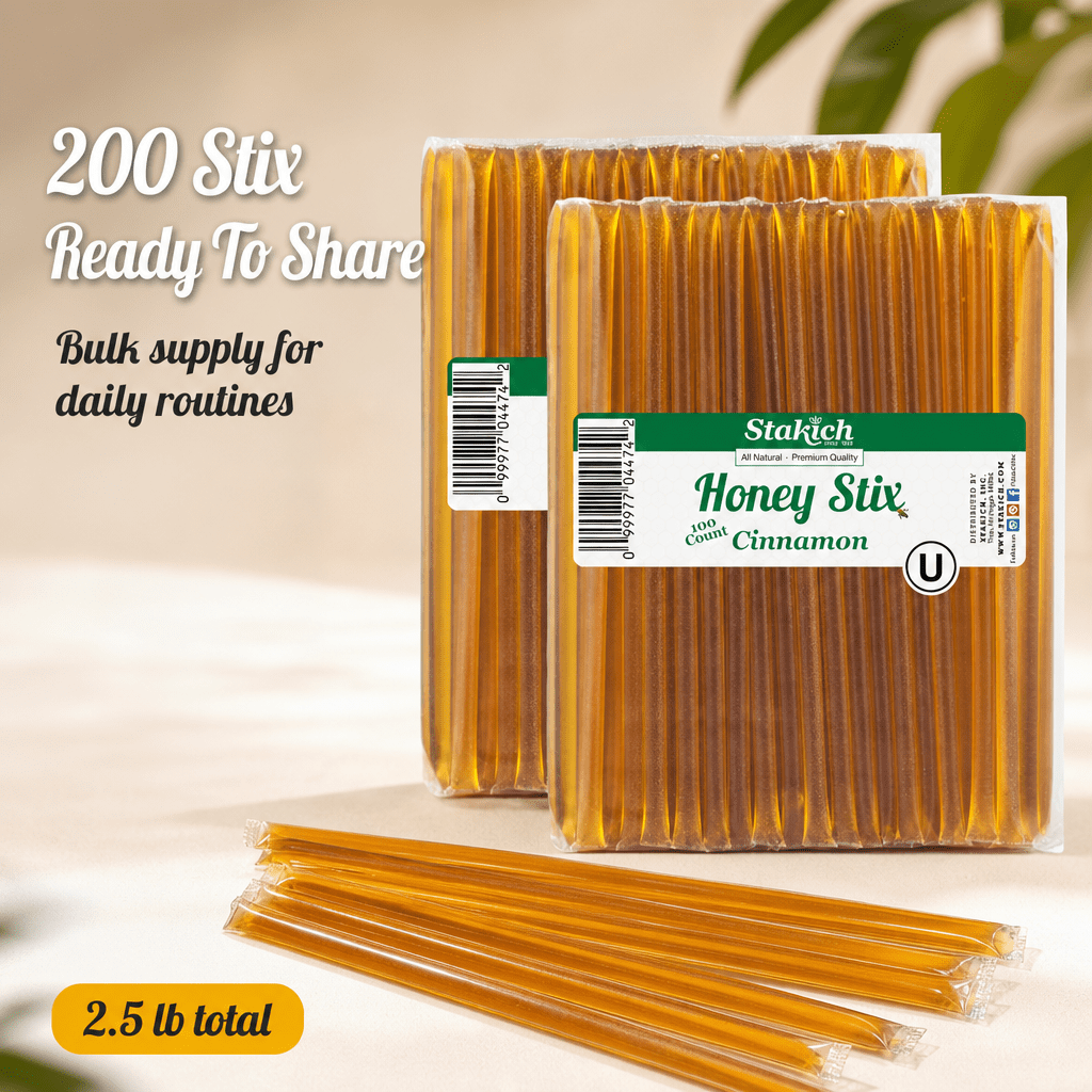 Stakich Cinnamon Grade A Honey Stix - 2 Packs of 100