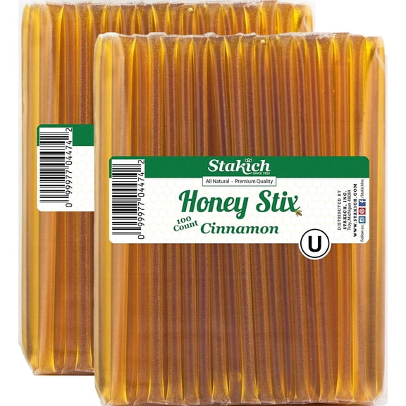 Stakich Cinnamon Grade A Honey Stix - 2 Packs of 100