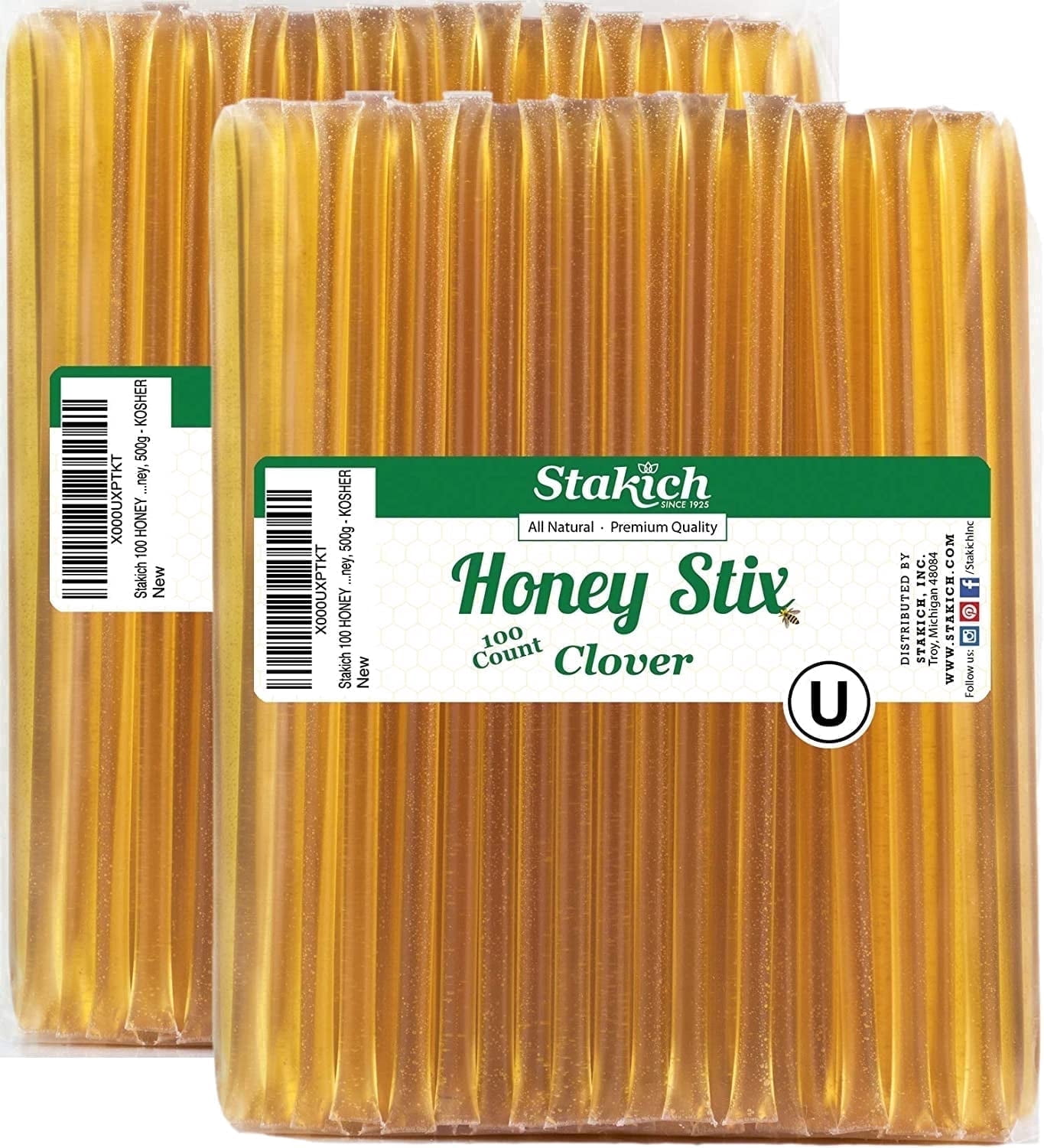 Stakich Clover Grade A Honey Stix- 2 Packs of 100