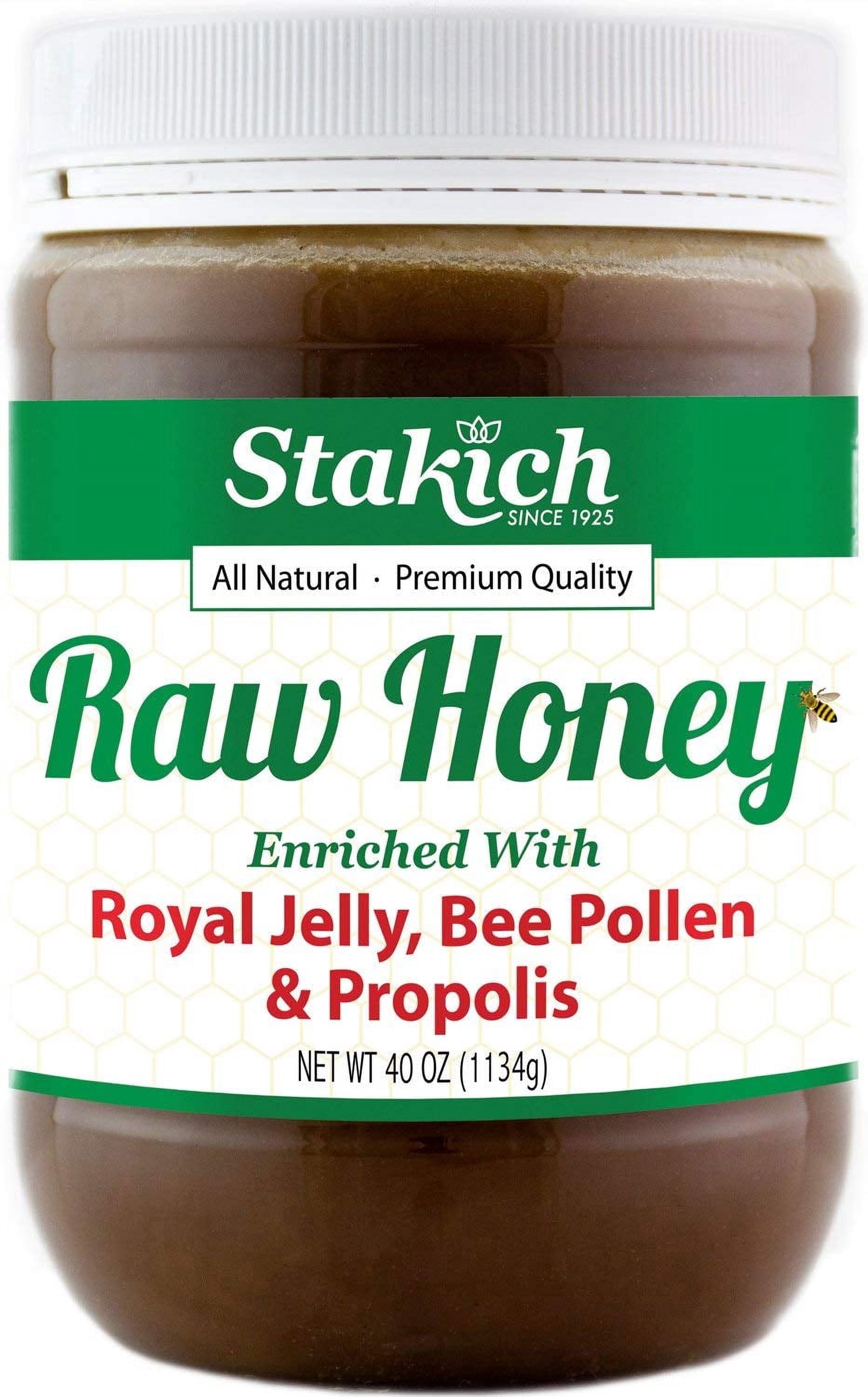 Stakich Royal Jelly Bee Pollen Propolis Enriched Raw 100% Pure Unprocessed Unheated Superfood 40 oz Honey