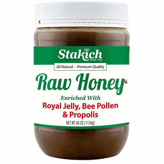 Stakich Royal Jelly Bee Pollen Propolis Enriched Raw 100% Pure Unprocessed Unheated Superfood 40 oz Honey