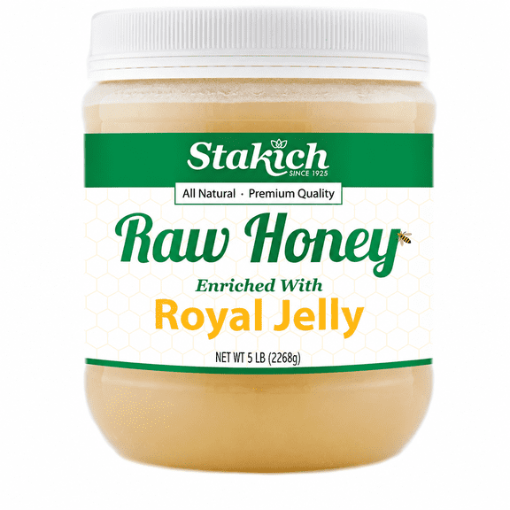 Stakich Royal Jelly Enriched Raw Honey, 5 Pound
