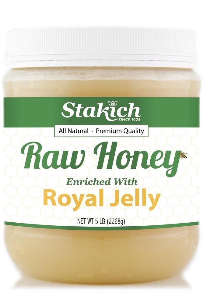 Stakich Royal Jelly Enriched Raw Honey, 5 Pound